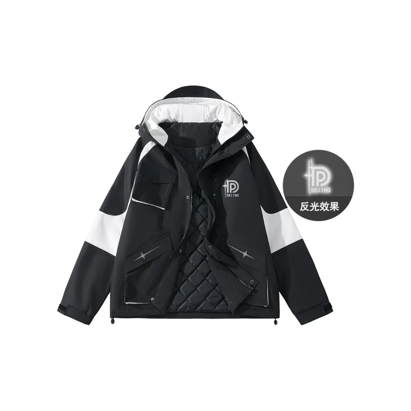 Poshbrain Puffer Jacket Unisex White/Black/Purple-6