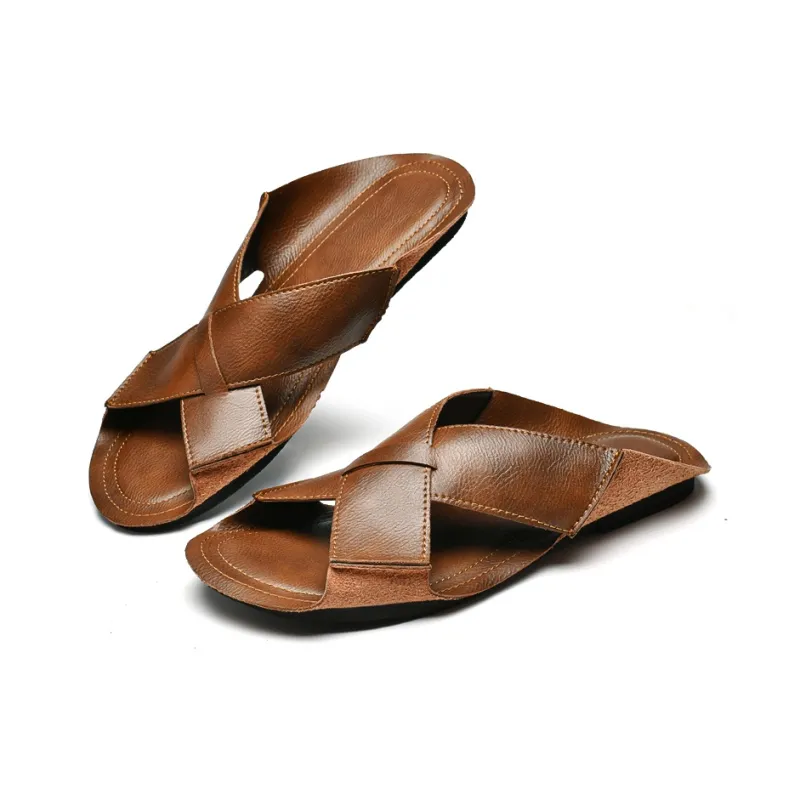 Qiandongmeili Rubber Sole Abrasion Resistant Cushioning Slide Slippers Men's-4
