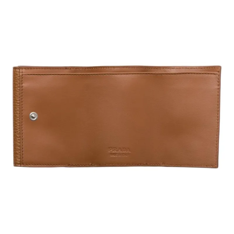 PRADA Vitello Dino Cow Leather Wallet Women's Brown-2