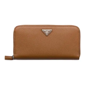 PRADA Vitello Dino Cow Leather Wallet Women's Brandy Brown