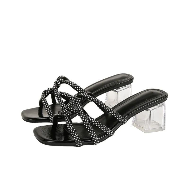 MCKP Rubber Sole Slide Slippers Women's Black-1