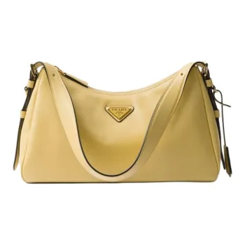 PRADA Aimee Cow Leather Shoulder Bag Medium Size Women's Vanilla