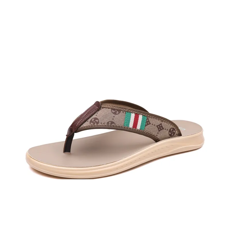 Sonno Slip Resistant Abrasion Resistant Quiet Flip Flops Men's Khaki-0