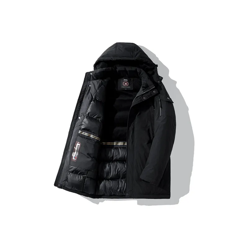 New Business Origin Solid Color Detachable Hood Loose Fit Thickened Mid Length Puffer Jacket Unisex-0
