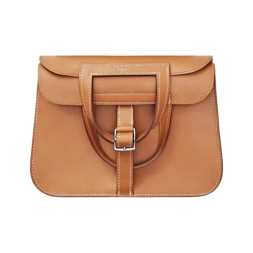 HERMES Halzan Swift Calfskin Shoulder Bag, Crossbody Bag, Handbag Mini Women's Khaki