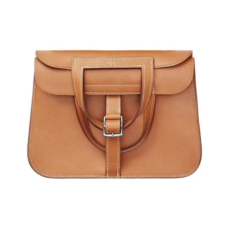 HERMES Halzan Swift Calfskin Shoulder Bag, Crossbody Bag, Handbag Mini Women's Khaki-0