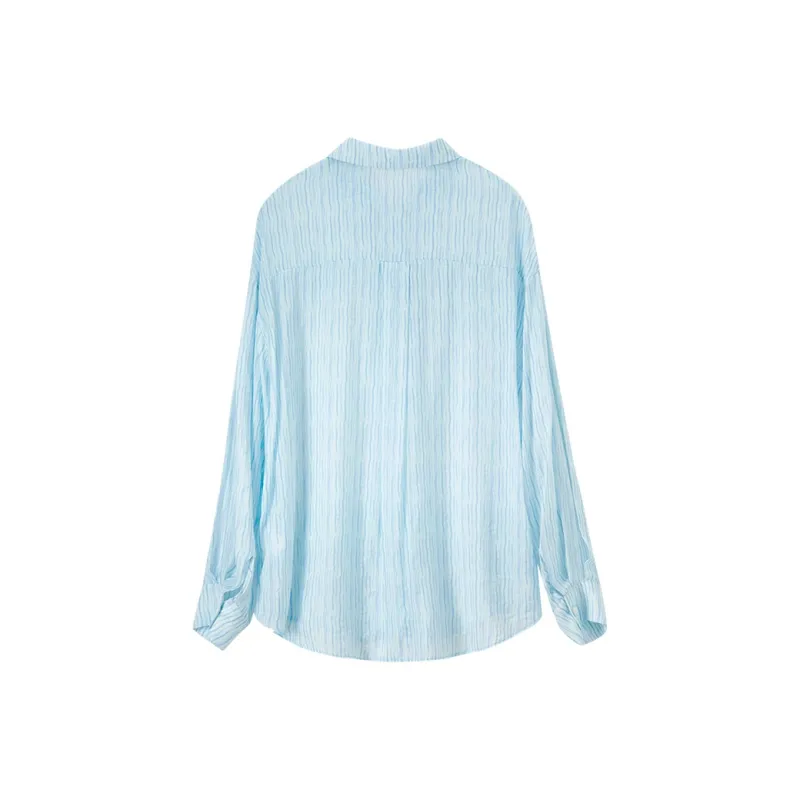 SENTUBILA Shirt Women's Light Blue Stripes-1