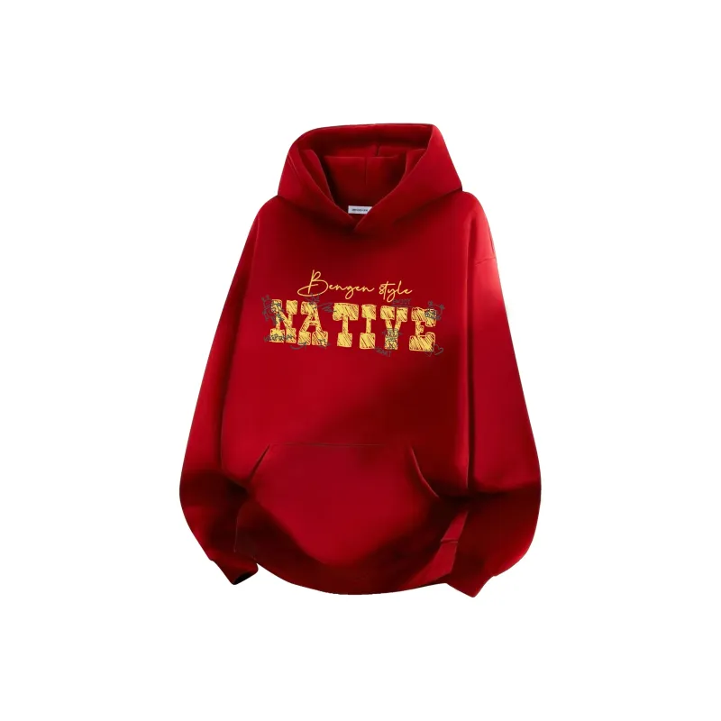 BENGEN Sweatshirt Unisex Black Red-18