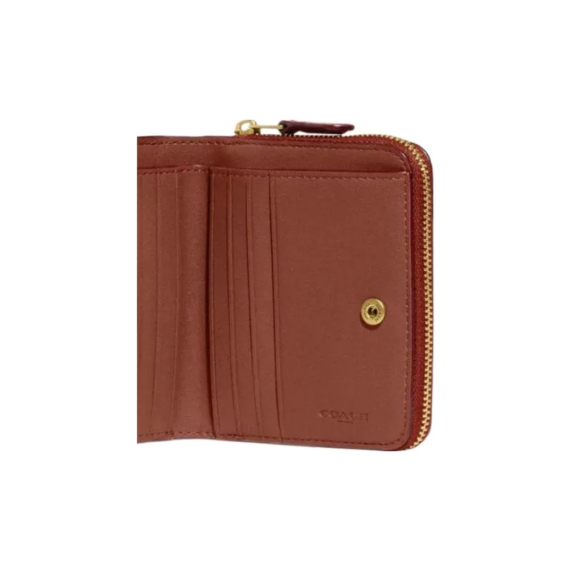 COACH Rexy Card Holder Wallet Women's Khaki & Rust-4