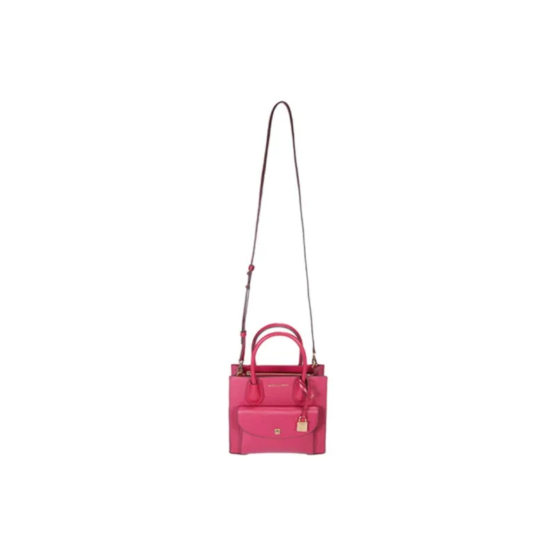 MICHAEL KORS Mercer Leather Trunk Bag, Shoulder Bag, Crossbody Bag, Handbag Small Size Women's Berry-4
