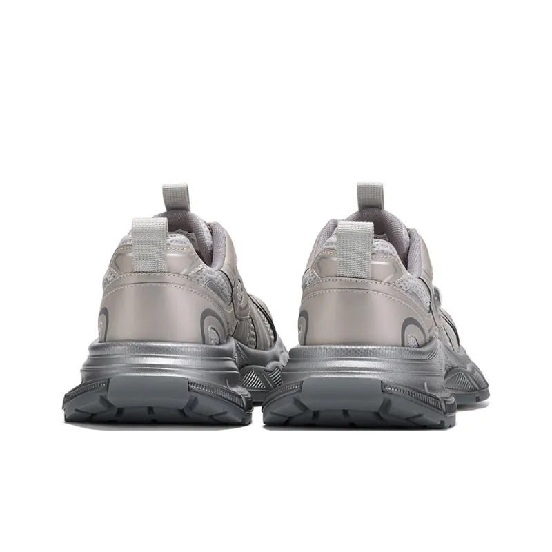 GG CC Cushioning, Slip Resistant, Abrasion Resistant, Height Increasing Low Top Chunky Sneakers Women's Gray-3