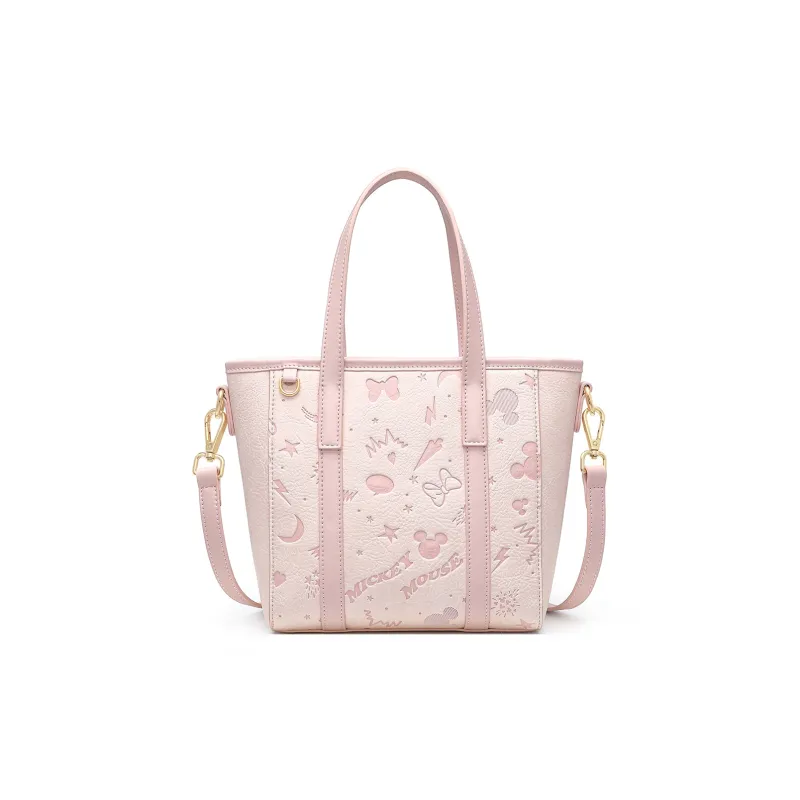 Disney Mickey Series PU Tote Bag, Crossbody Bag, Shopping Bag, Shoulder Bag, Handbag Regular Women's Pink/Ecru-0
