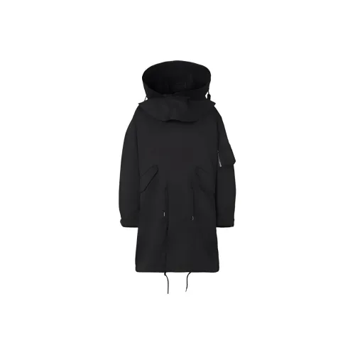 Burberry Logo Printed Drawstring Hooded Coat