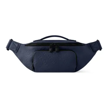LOUIS VUITTON RUSH Monogram Shadow Embossed Cow Leather Fanny Pack Women's Marine Blue
