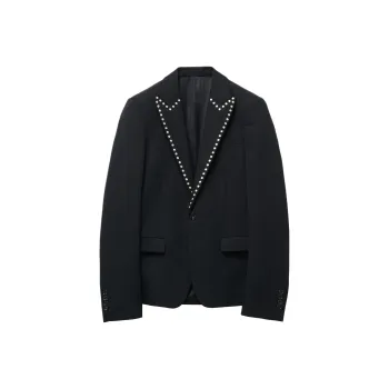 Alexander McQueen Stud Embellished Embroidered Single Breasted Jacket