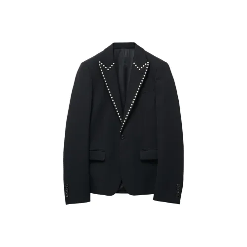 Alexander McQueen Stud Embellished Embroidered Single Breasted Jacket