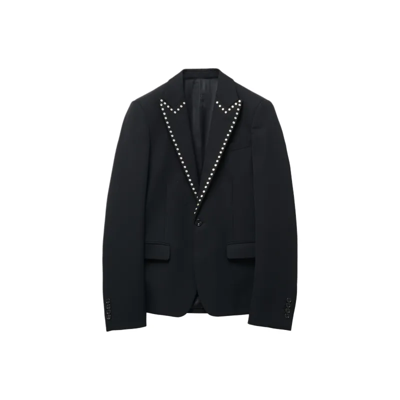 Alexander McQueen Stud Embellished Embroidered Single Breasted Jacket-0