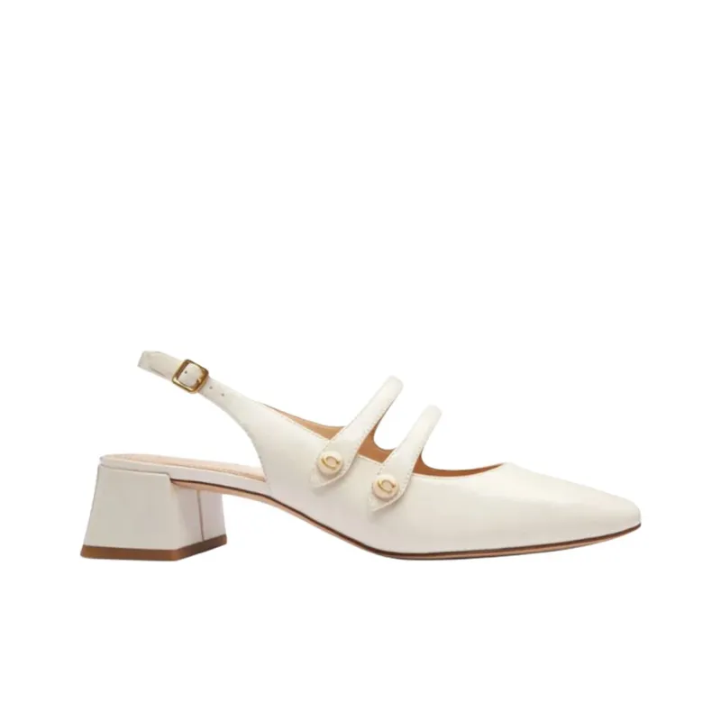 COACH WINLEY Chunky Heel High Heels 3.5cm Women's White-1