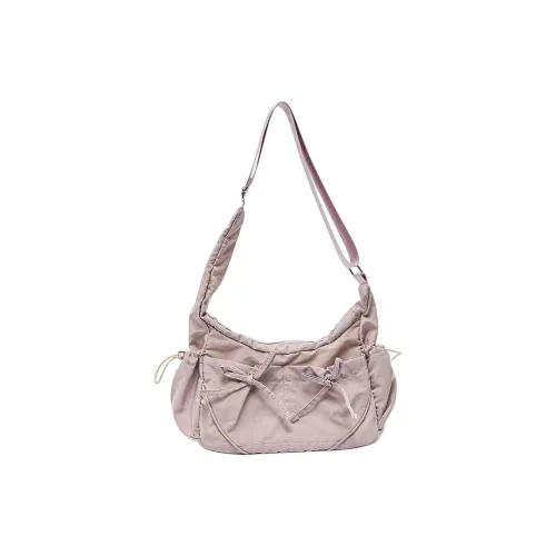 Three Blessings Nylon Fabric Pillow Bag, Crossbody Bag, Shoulder Bag Medium Size Women's Purple/Gray