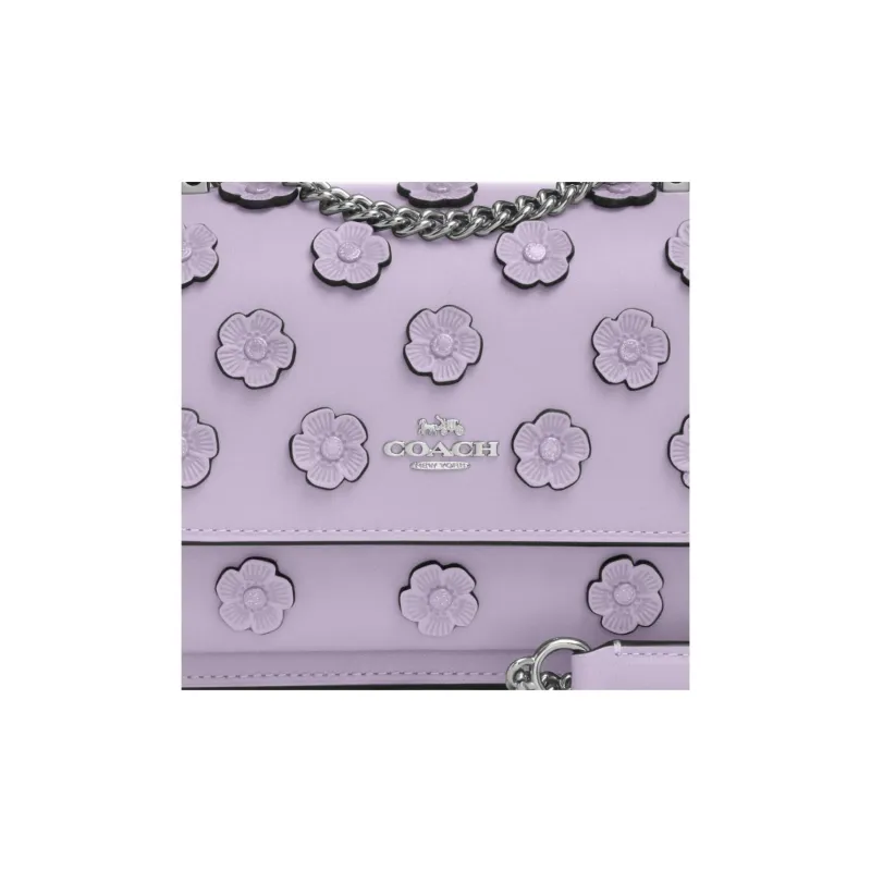 COACH Klare Cow Leather Shoulder Bag, Crossbody Bag Mini Women's Lilac Purple-3