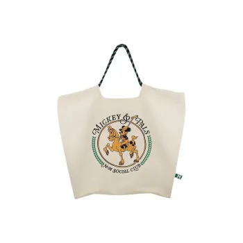 AJIDOU Disney, Collaboration Fabric Tote Bag, Shopping Bag, Handbag, Shoulder Bag Tubas Women's Beige