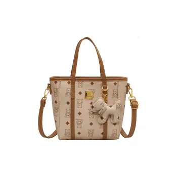 Yalu PU Tote Shoulder Bag, Crossbody Bag, Handbag Unisex Ecru/Black/Pink/Brown