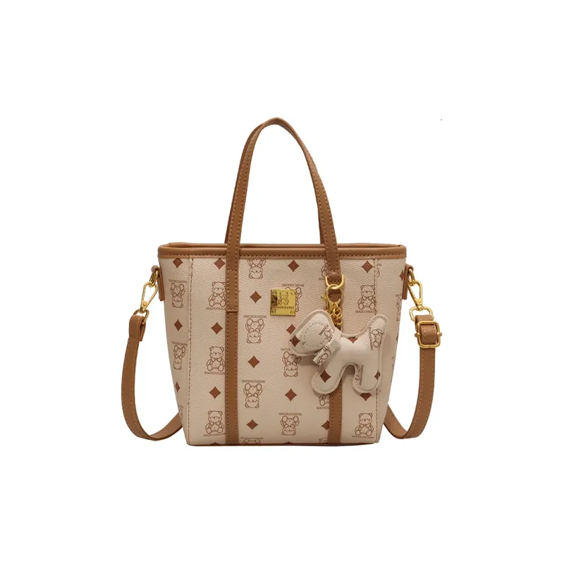 Yalu PU Tote Shoulder Bag, Crossbody Bag, Handbag Unisex Ecru/Black/Pink/Brown-0