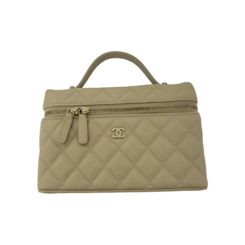 CHANEL Calfskin Shoulder Bag, Crossbody Bag, Handbag Women's Milk Tea-1