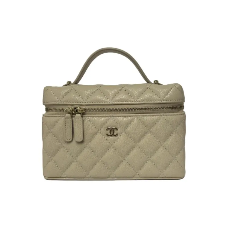 CHANEL Calfskin Shoulder Bag, Crossbody Bag, Handbag Women's Milk Tea-0