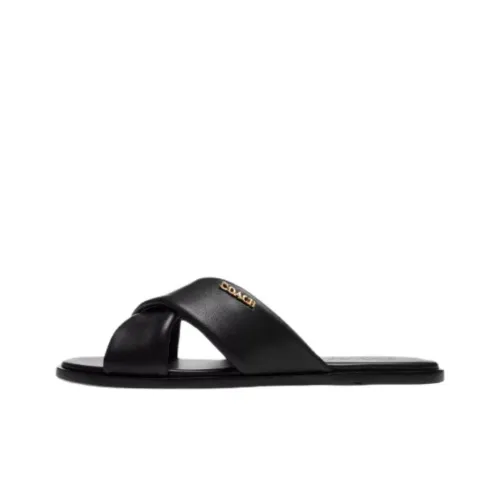 COACH Rubber Sole Slip Resistant Slide Slippers Women's Black