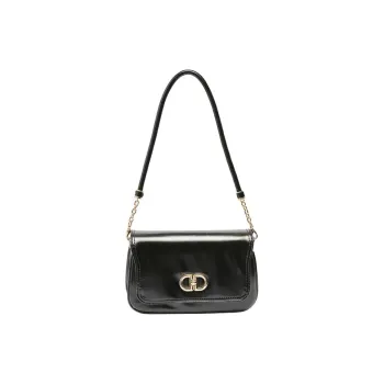Three Blessings PU Shoulder Bag Medium Size Women's Black/Ivory White