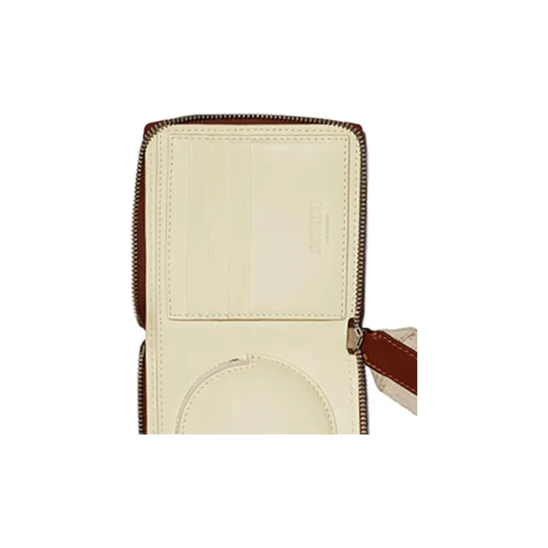 Jacquemus Smooth Leather With Linen Wallet Men's Brown-2