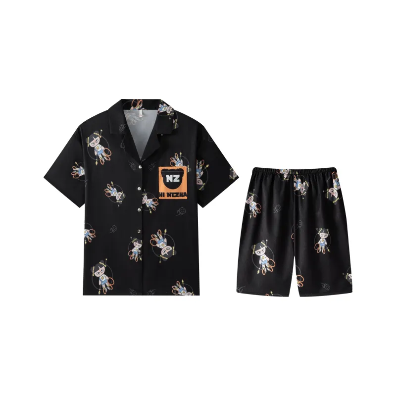 Gongdie x NEZHA,LIANMINGKUAN Pajama Set Unisex Black-6