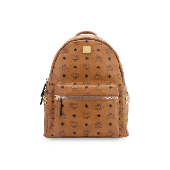 MCM PVC Leather Backpack Unisex Brown Cognac