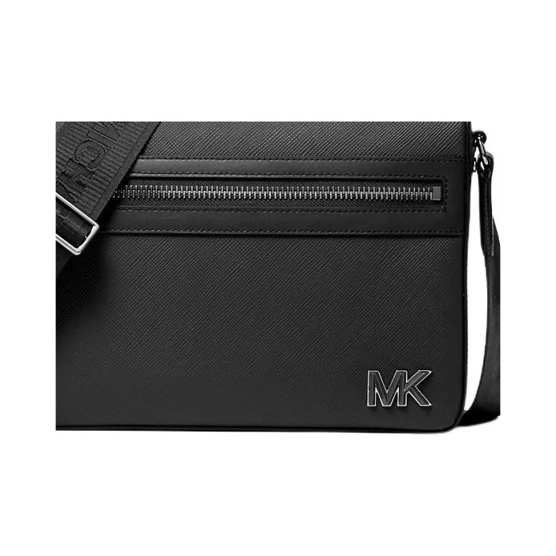 MICHAEL KORS Leather Messenger Bag, Shoulder Bag, Crossbody Bag Medium Size Men's Black-3