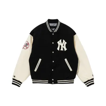 New Era FW24 Baseball Jacket Unisex Black White