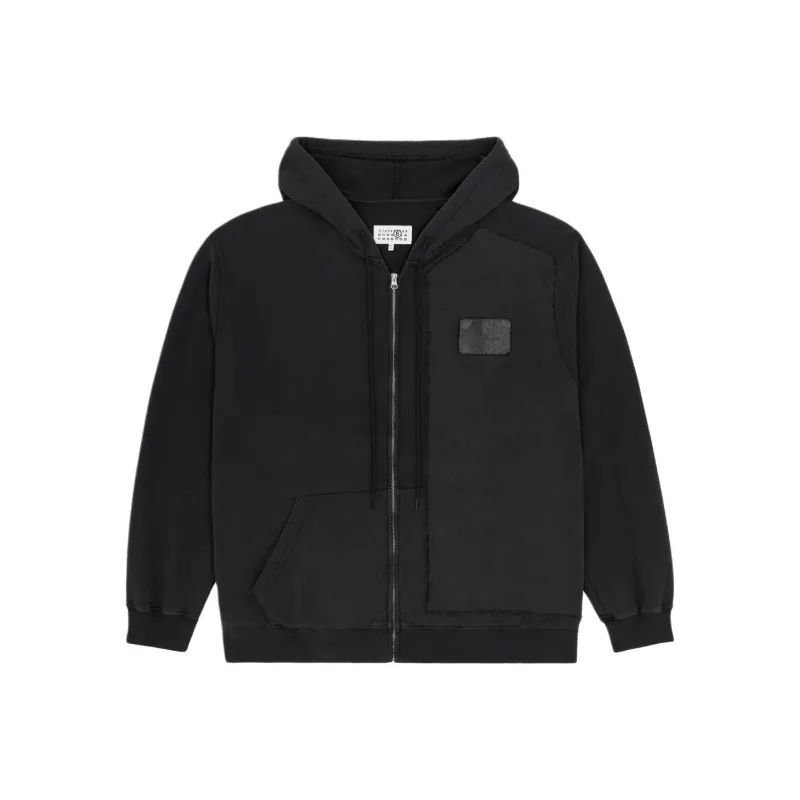 MM6 Maison Margiela Numbers Patch Zipped Drawstring Hoodie-0
