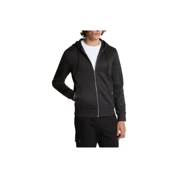 MICHAEL KORS Double Knit Sateen Zip Up Hoodie Jackets & Coats Men's Black