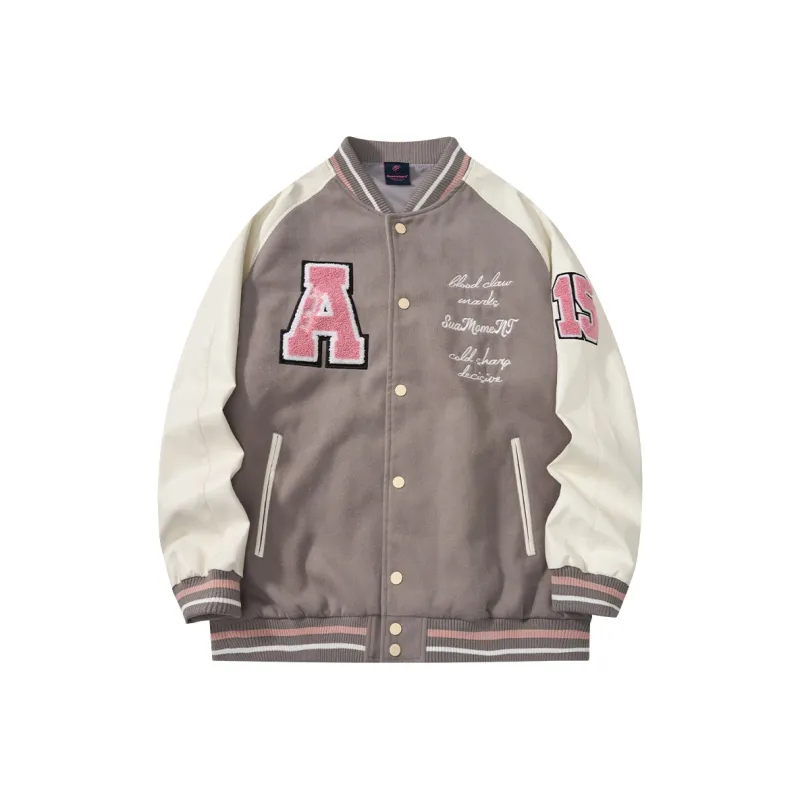 Suamoment Fall Trendy Brand American Baseball Jacket Unisex-8