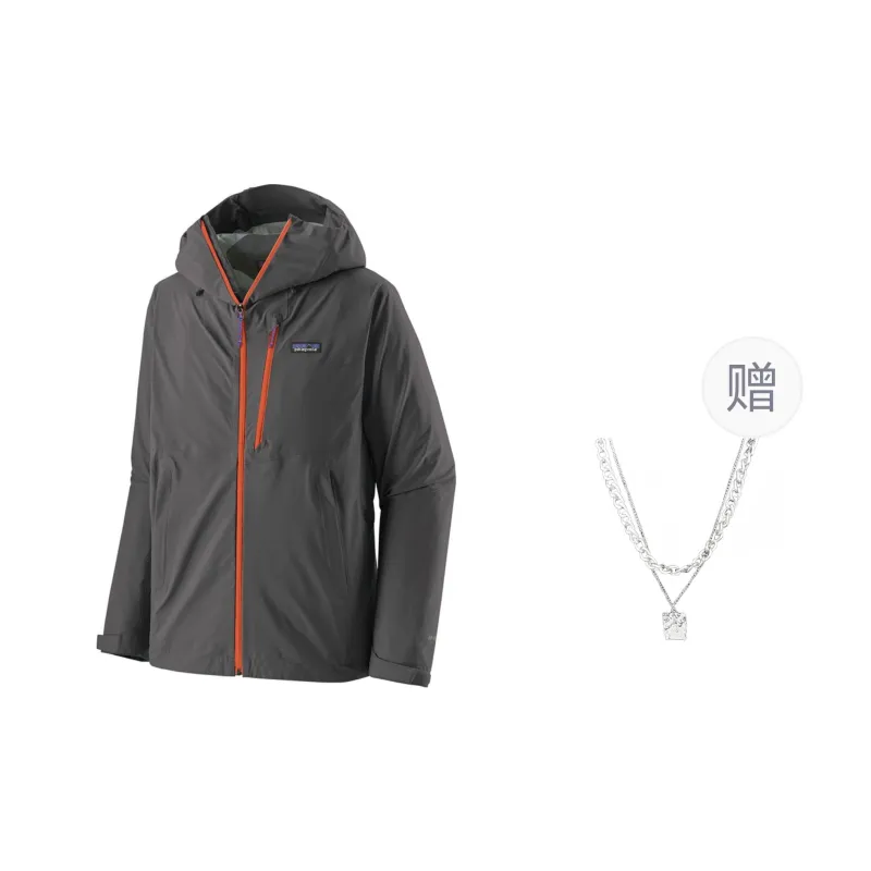 Patagonia Hiking Series Windbreaker Jackets Unisex Forged Gray Comes With Necklace-0
