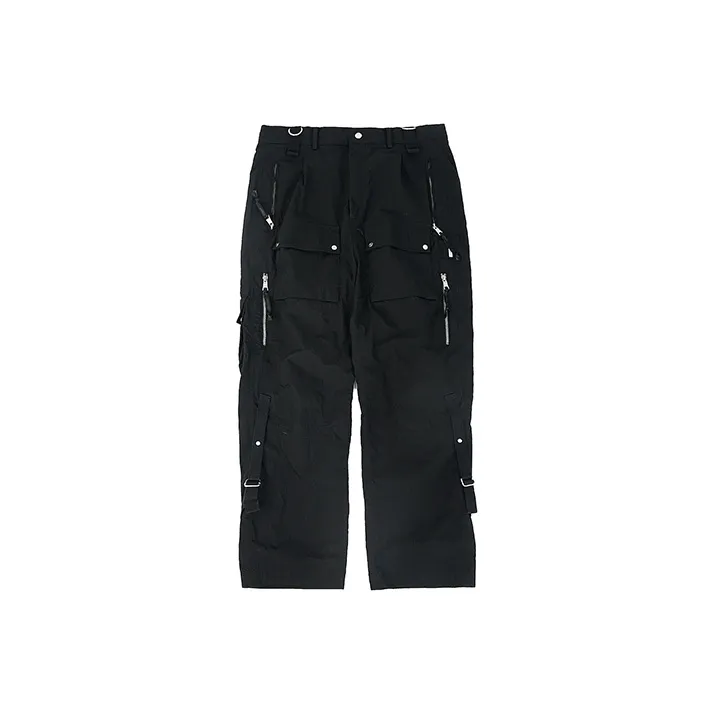 ATTEMPT Straight Casual Pants Unisex Black-0