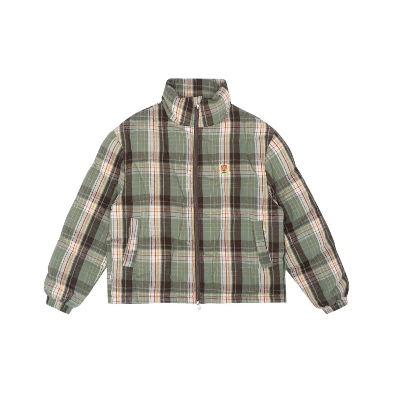 MostwantedLab Puffer Jacket Unisex Green Plaid Pattern-0