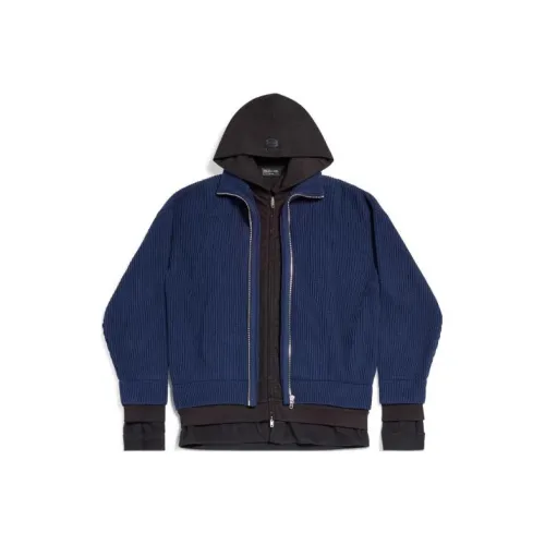 Balenciaga Layered Zip Up Knitted Hoodie