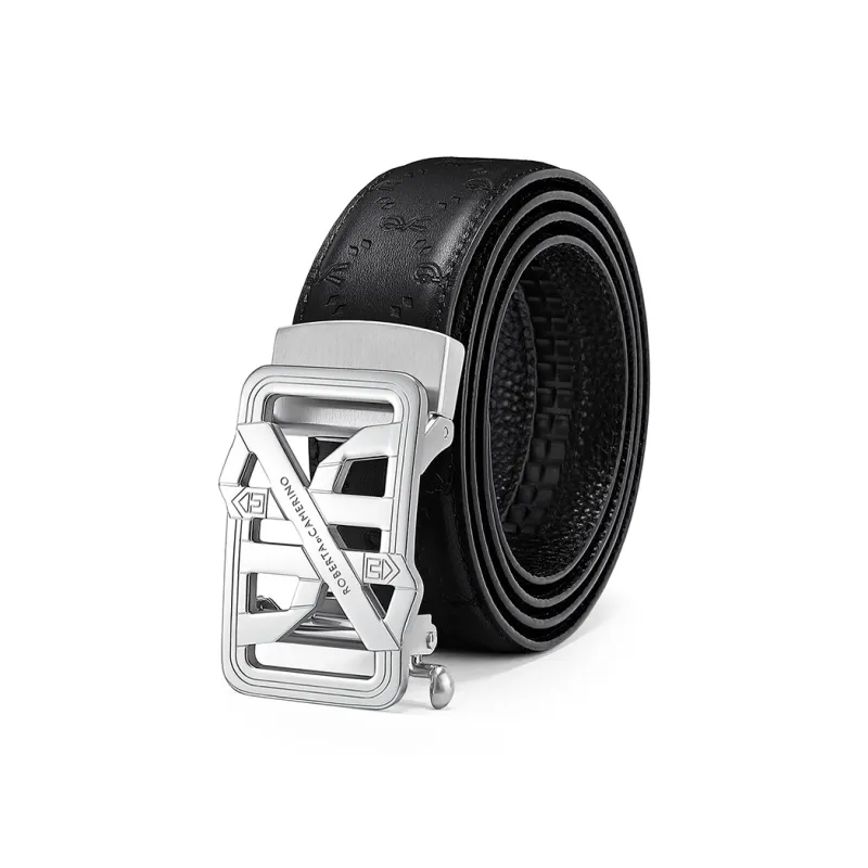 ROBERTA DI CAMERINO Top Grain Cow Leather Belts Men's Black 3.5cm-0