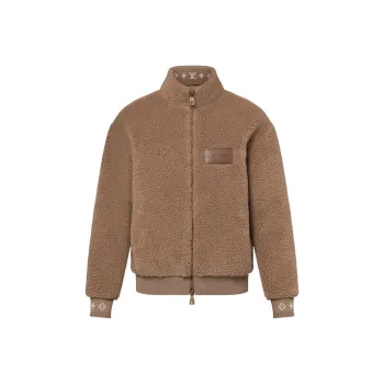 LOUIS VUITTON 1AGLXN Leather Patch Fleece Blouson