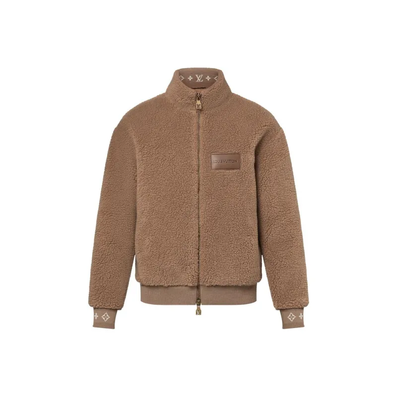 LOUIS VUITTON 1AGLXN Leather Patch Fleece Blouson-0