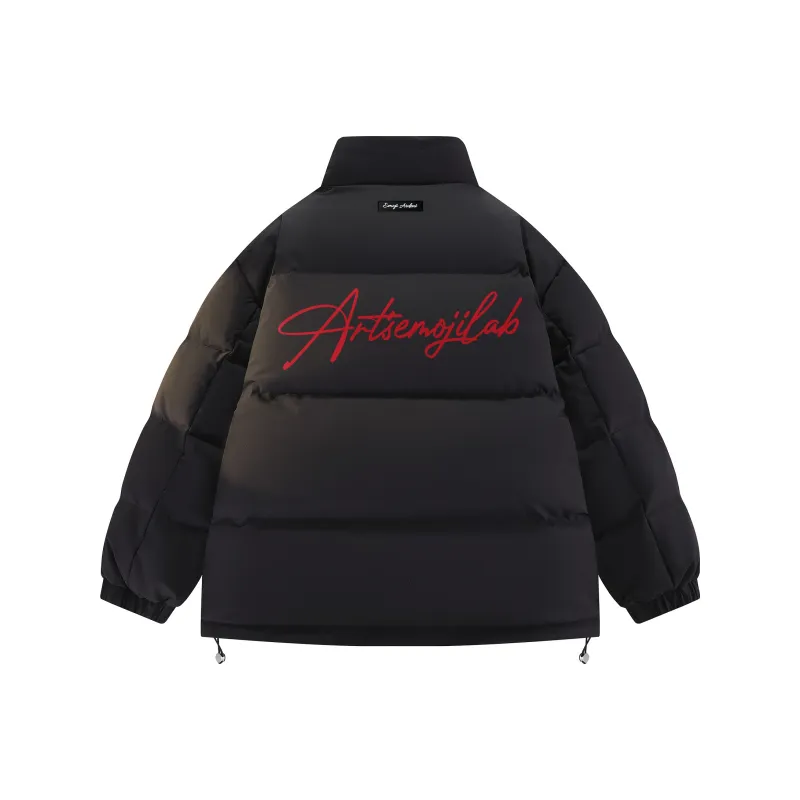 Emoji Down Jacket Unisex Black Red-6
