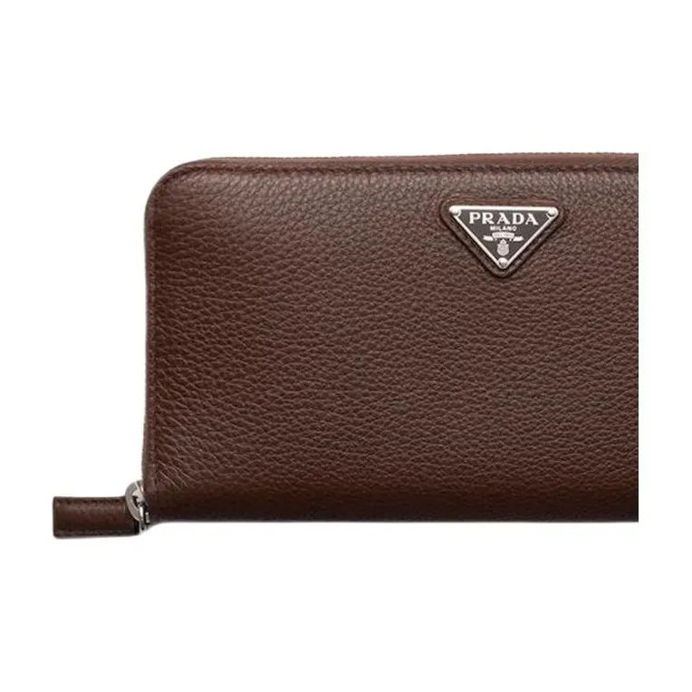 PRADA Vitello Dino Cow Leather Wallet Women's Brown-4