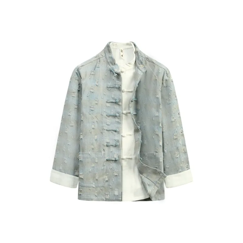 XUANSHENG Jackets Coats Men's Light Blue-0