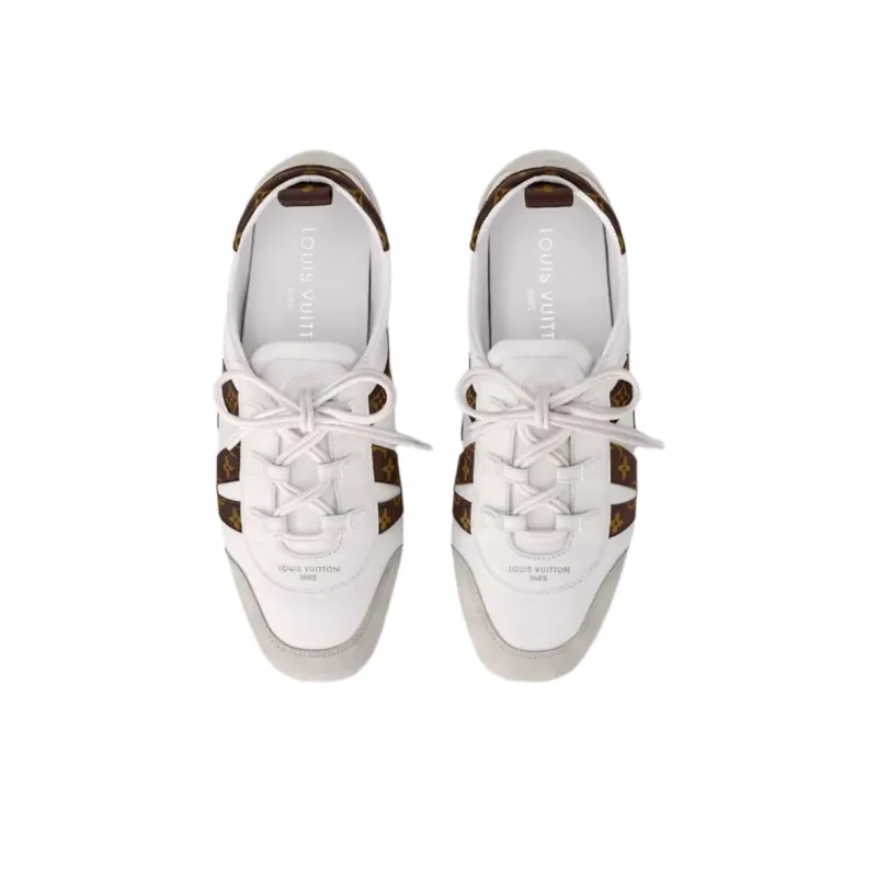 LOUIS VUITTON Sneakerina German Army Trainers Low Top Casual Shoes Women's White Gray Brown-2